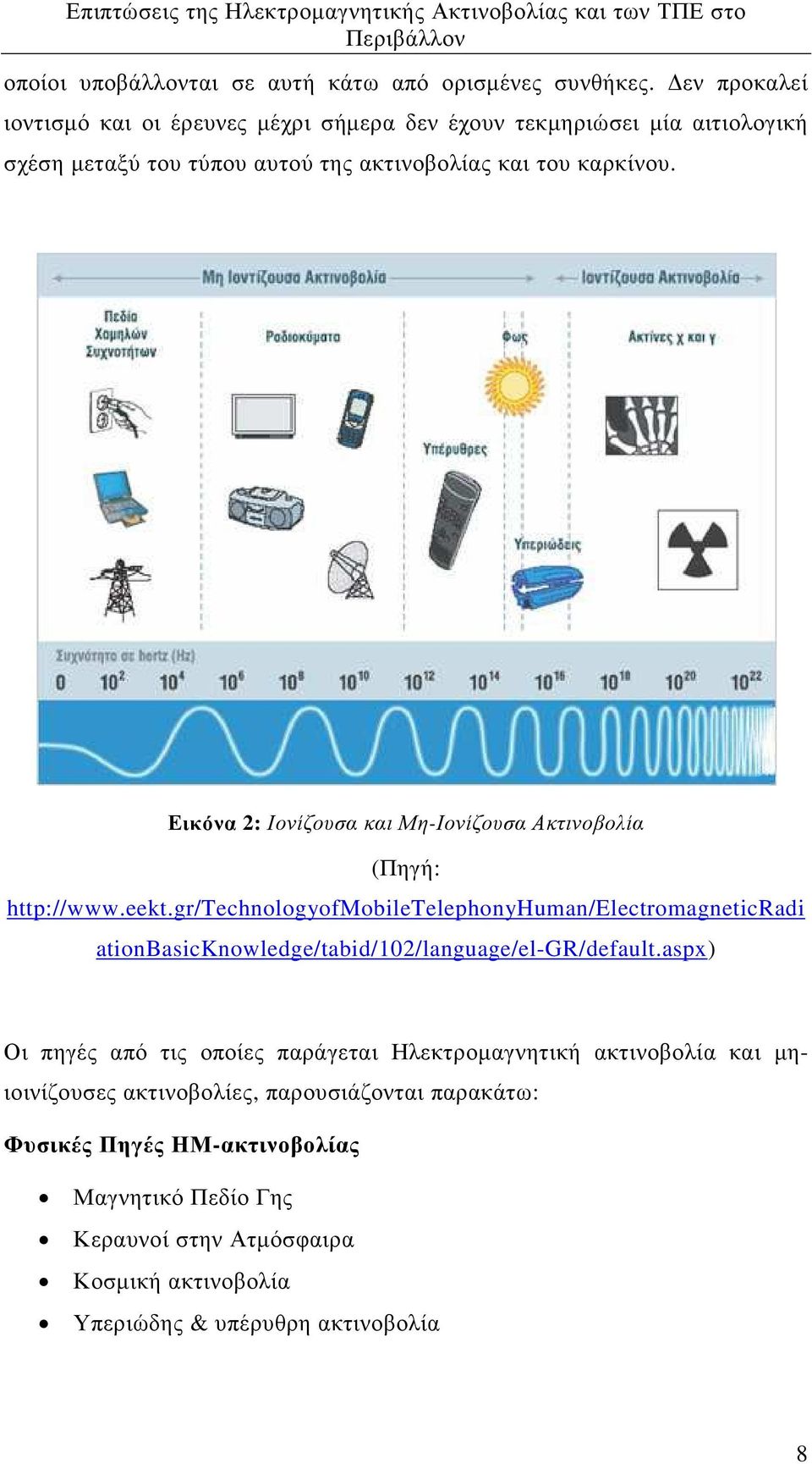 Εικόνα 2: Ιονίζουσα και Μη-Ιονίζουσα Ακτινοβολία (Πηγή: http://www.eekt.