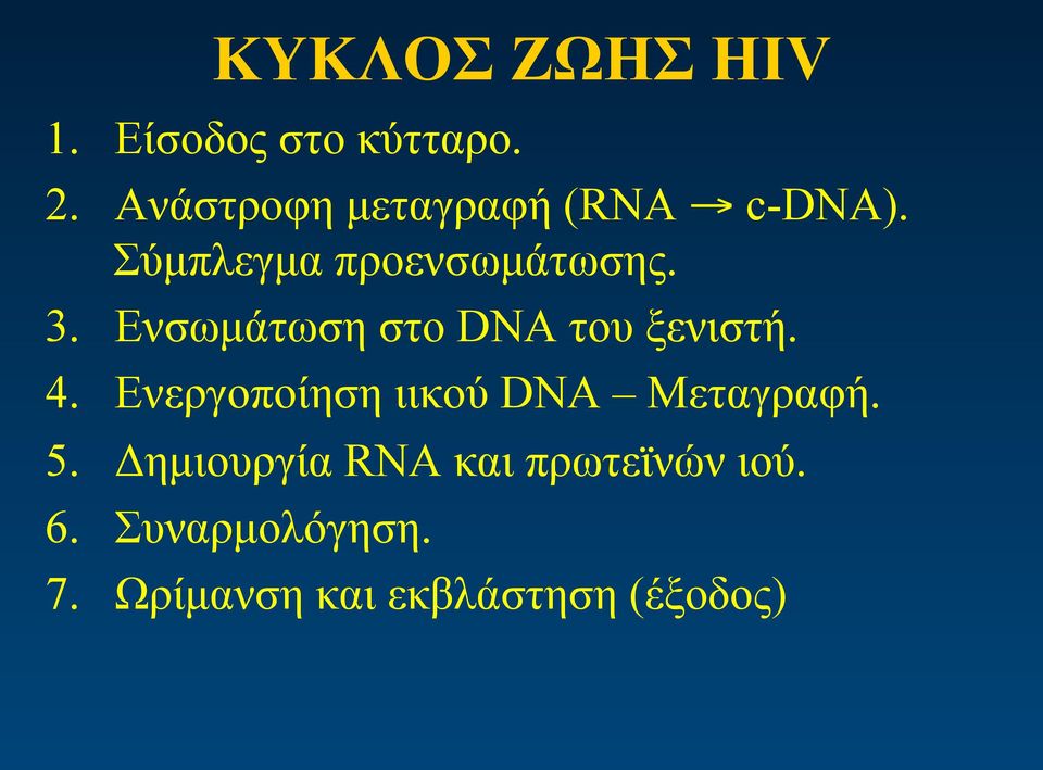 Ενσωµάτωση στο DNA του ξενιστή. 4.