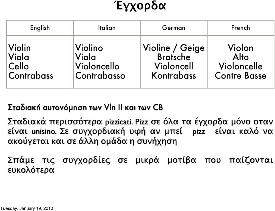 CB Σταδιακά περισσότερα pizzicati. Pizz σε όλα τα έγχορδα μόνο οταν είναι unisino.