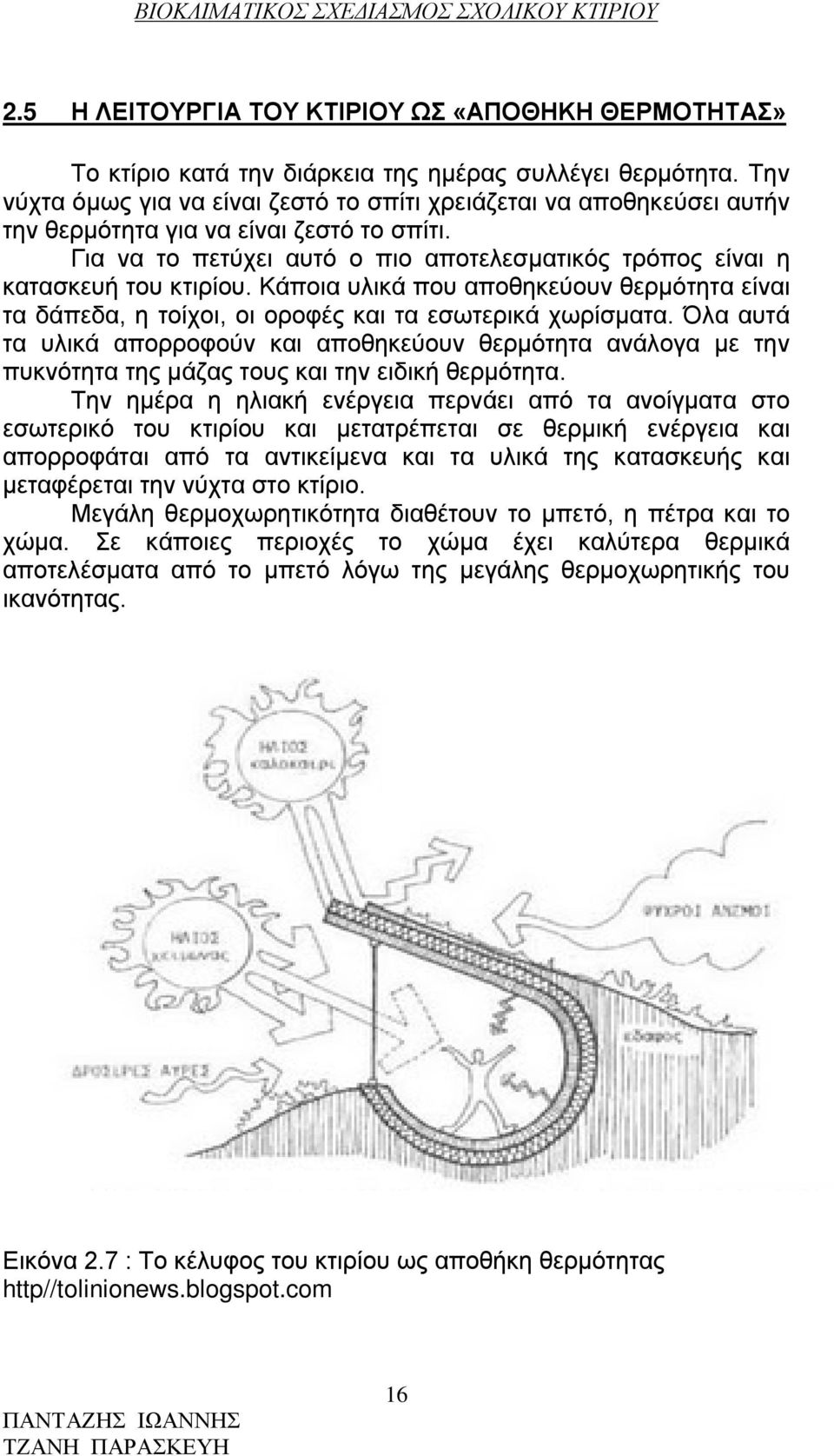 Κάποια υλικά που αποθηκεύουν θερμότητα είναι τα δάπεδα, η τοίχοι, οι οροφές και τα εσωτερικά χωρίσματα.