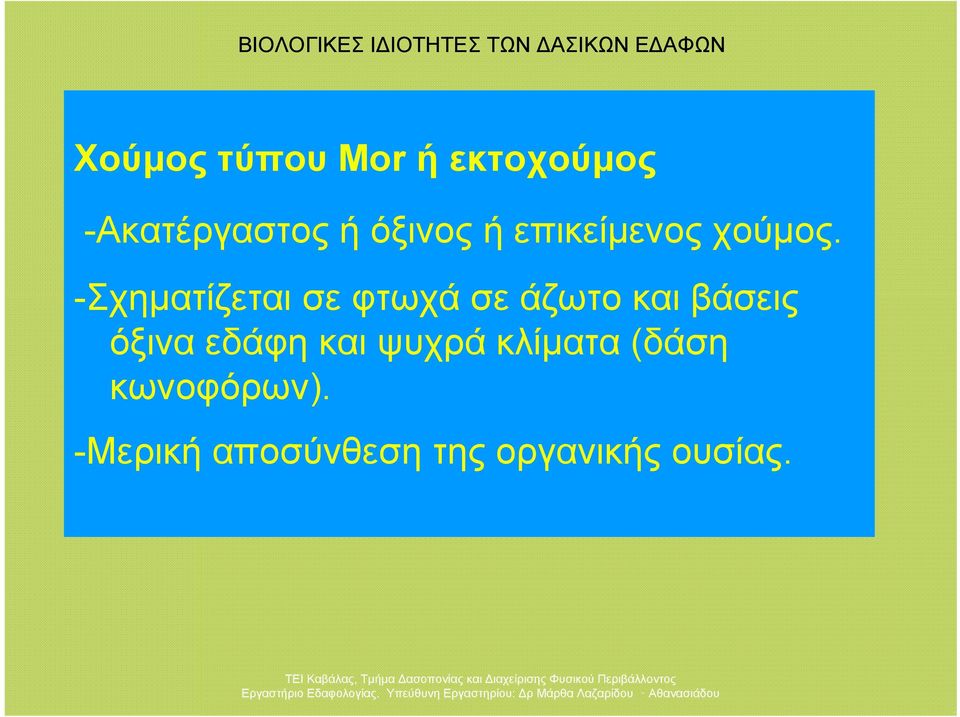 -Σχηματίζεται σε φτωχά σε άζωτο και βάσεις όξινα