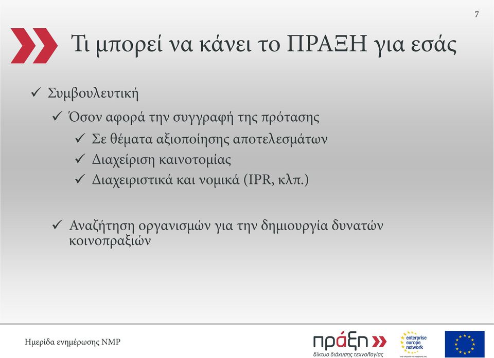 αποτελεσμάτων Διαχείριση καινοτομίας Διαχειριστικά και νομικά