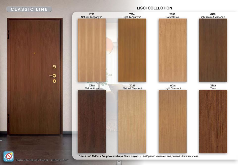 Natural Chestnut YC14 Light Chestnut YT53 Teak Πάνελ από Mdf και