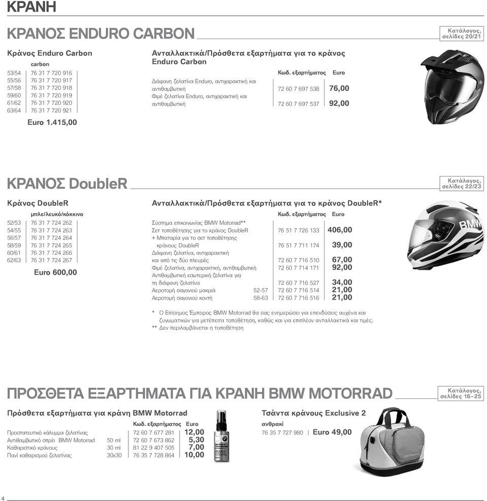 εξαρτήματος Euro Διάφανη ζελατίνα Enduro, αντιχαρακτική και αντιθαμβωτική 72 60 7 697 538 76,00 Φιμέ ζελατίνα Enduro, αντιχαρακτική και αντιθαμβωτική 72 60 7 697 537 92,00 ΚΡΑΝΟΣ DoubleR σελίδες