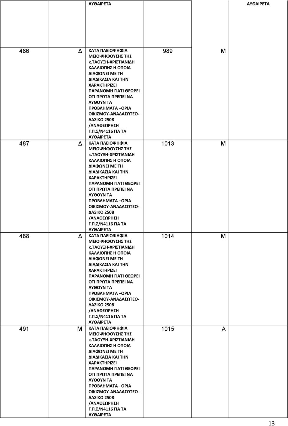 ΠΛΕΙΟΨΗΦΙΑ 491 Μ KATA
