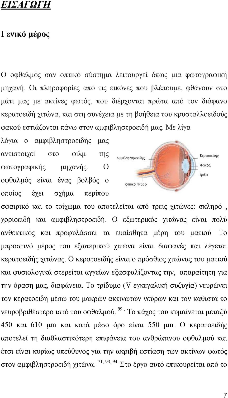 εστιάζονται πάνω στον αμφιβληστροειδή μας. Με λίγα λόγια ο αμφιβληστροειδής μας αντιστοιχεί στο φιλμ της φωτογραφικής μηχανής.