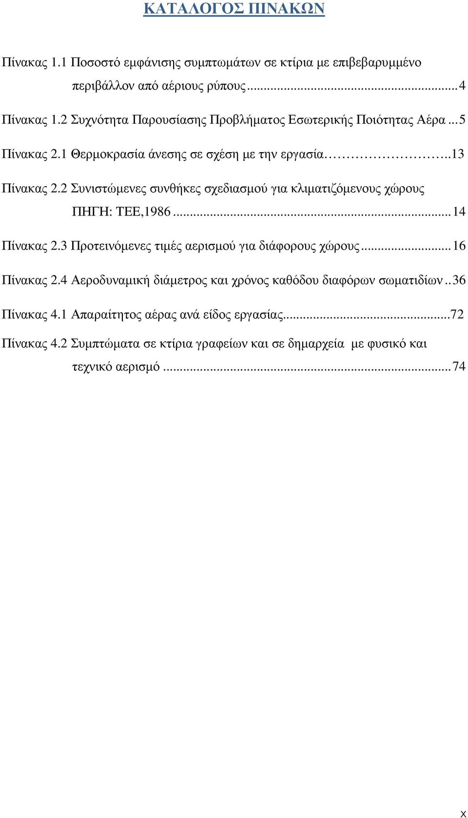 2 Συνιστώµενες συνθήκες σχεδιασµού για κλιµατιζόµενους χώρους ΠΗΓΗ: TEE,1986...14 Πίνακας 2.3 Προτεινόµενες τιµές αερισµού για διάφορους χώρους...16 Πίνακας 2.
