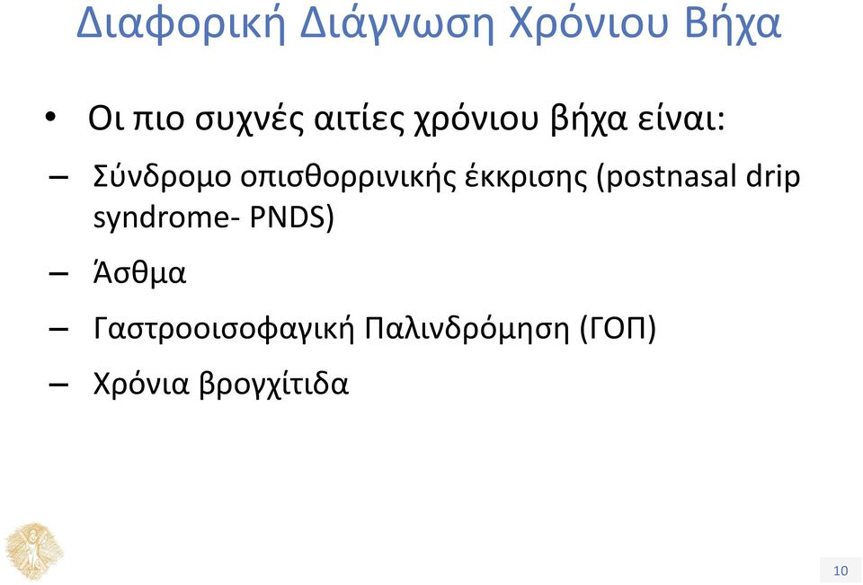 οπισθορρινικής έκκρισης (postnasal drip syndrome-