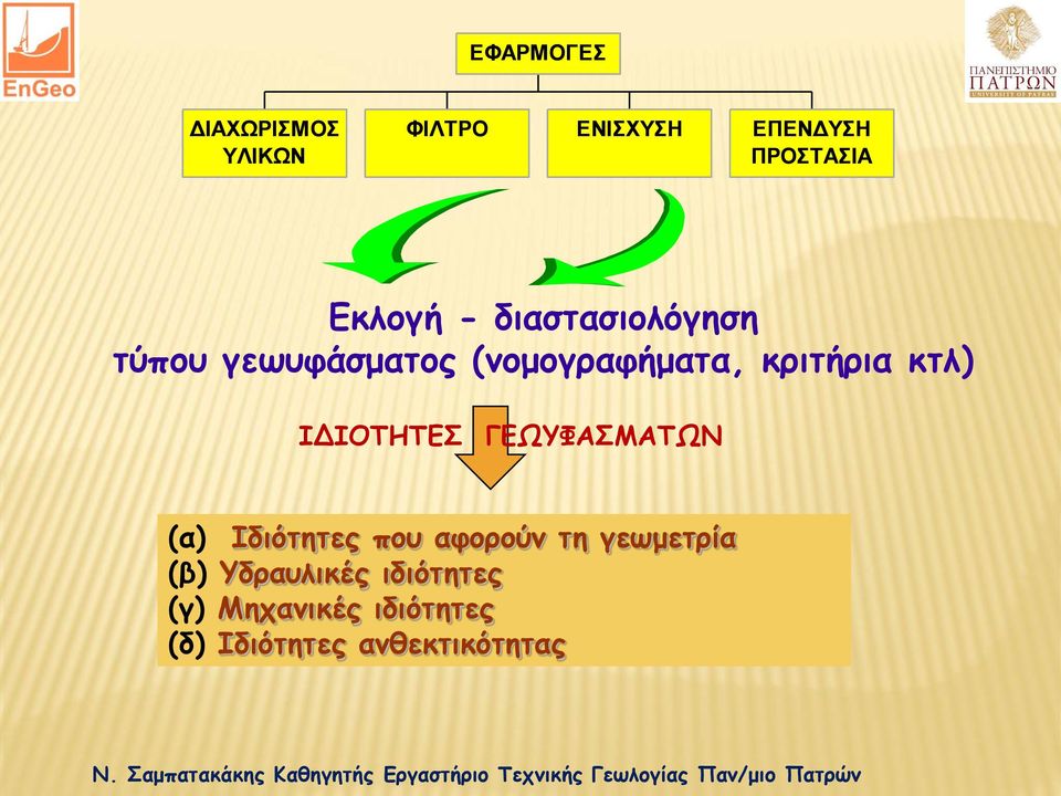 κτλ) ΙΔΙΟΤΗΤΕΣ ΓΕΩΥΦΑΣΜΑΤΩΝ (α) Ιδιότητες που αφορούν τη γεωμετρία