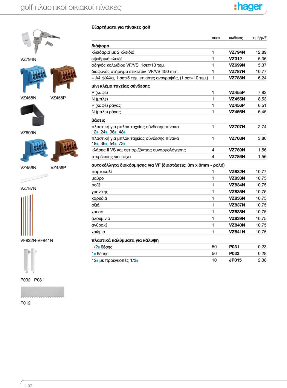 1 VZ699N 5,37 διαφανές στήριγμα ετικετών VF/VS 450 mm, 1 VZ787N 10,77 + Α4 φύλλα, 1 σετ/5 τεμ. ετικέτες αναγραφής, (1 σετ=10 τεμ.