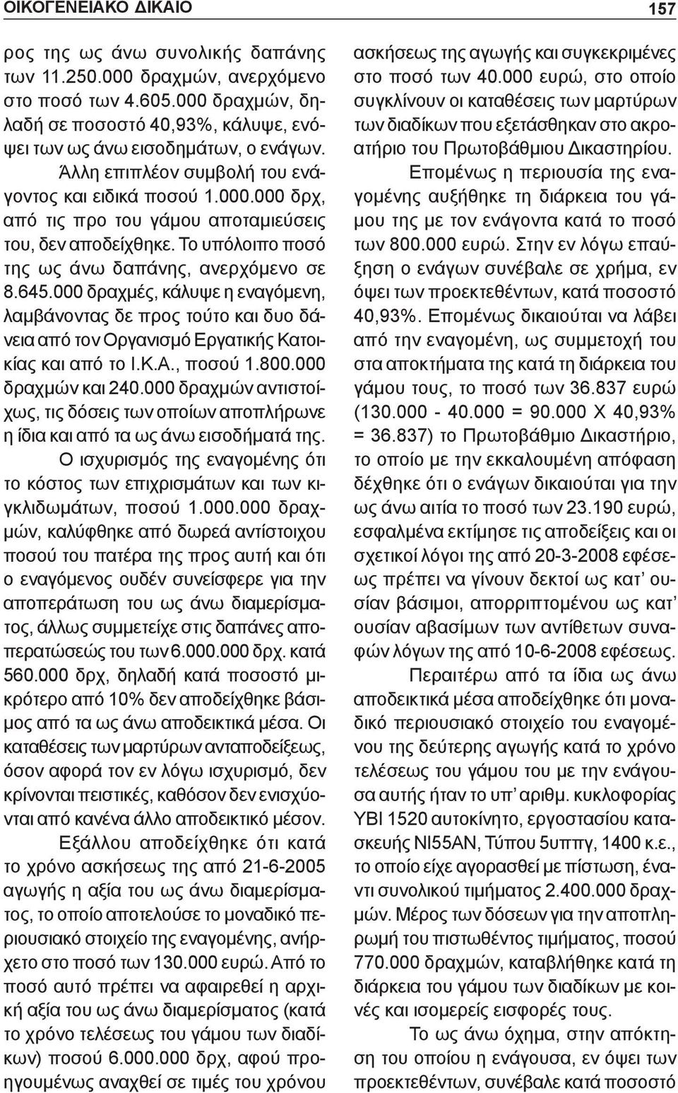 000 δραχμές, κάλυψε η εναγόμενη, λαμβάνοντας δε προς τούτο και δυο δάνεια από τον Οργανισμό Εργατικής Κατοικίας και από το Ι.Κ.Α., ποσού 1.800.000 δραχμών και 240.
