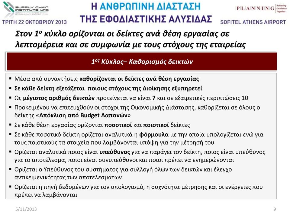 Διάστασης, καθορίζεται σε όλους ο δείκτης «Απόκλιση από Budget Δαπανών» Σε κάθε θέση ορίζονται ποσοτικοί και ποιοτικοί δείκτες Σε κάθε ποσοτικό δείκτη ορίζεται αναλυτικά η φόρμουλα με την οποία