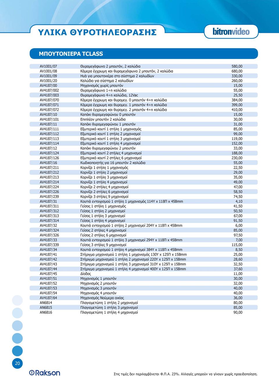 AV187/1 AV187/ AV187/3 AV187/ AV187/5 AV187/51 AV187/5 AV187/53 AV187/5 AV187/6 ΑΝ681 ΑΝ6815 ΑΝ6816 Θυρομεγάφωνο μπουτόν, καλώδια Κάμερα έγχρωμη και θυρομεγάφωνο μπουτόν, καλώδια Hub για μπουτονιέρα
