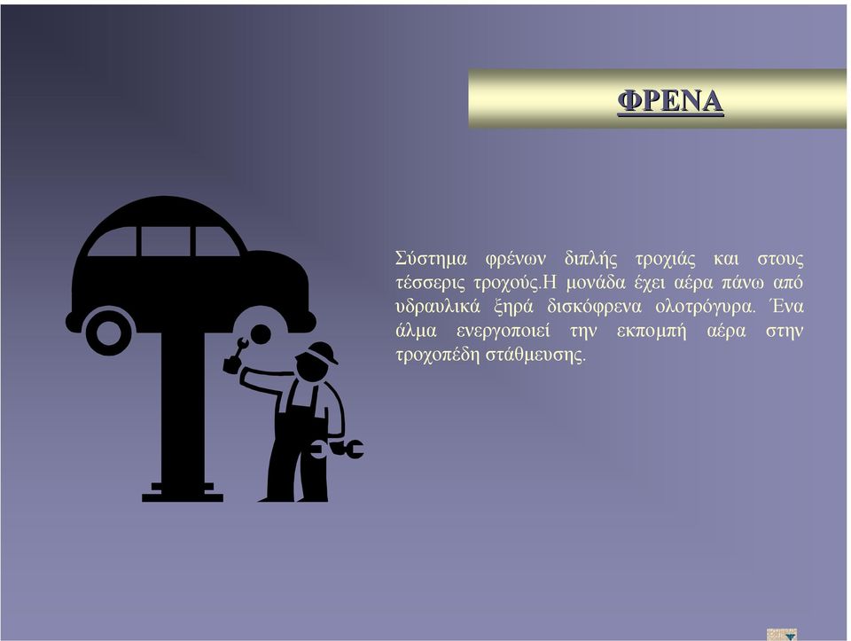 η µονάδα έχει αέρα πάνω από υδραυλικά ξηρά