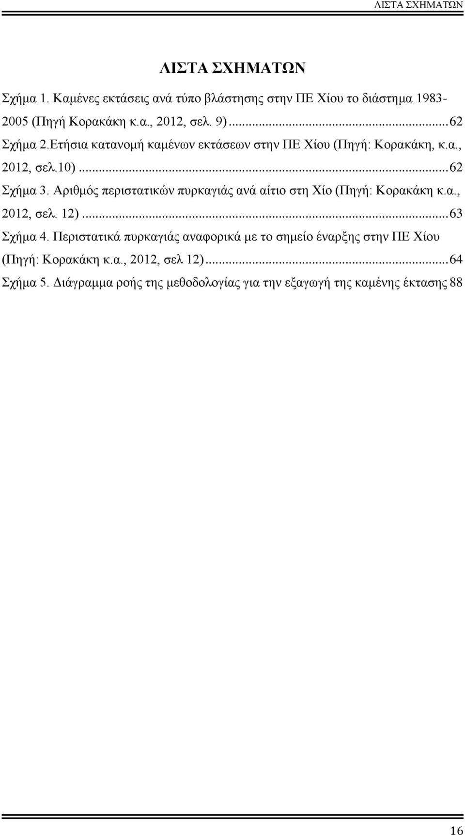 Αριθμός περιστατικών πυρκαγιάς ανά αίτιο στη Χίο (Πηγή: Κορακάκη κ.α., 2012, σελ. 12)... 63 Σχήμα 4.