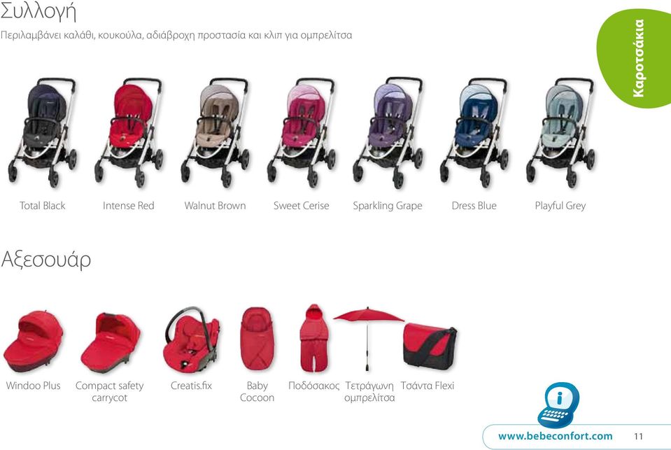 Dress Blue Playful Grey Αξεσουάρ Windoo Plus Compact safety carrycot Creatis.