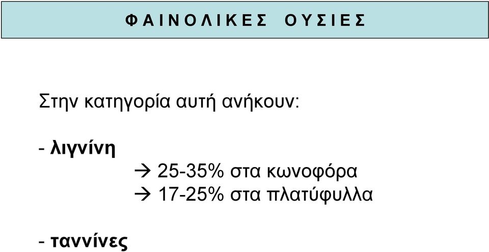 λιγνίνη 25-35% στα κωνοφόρα