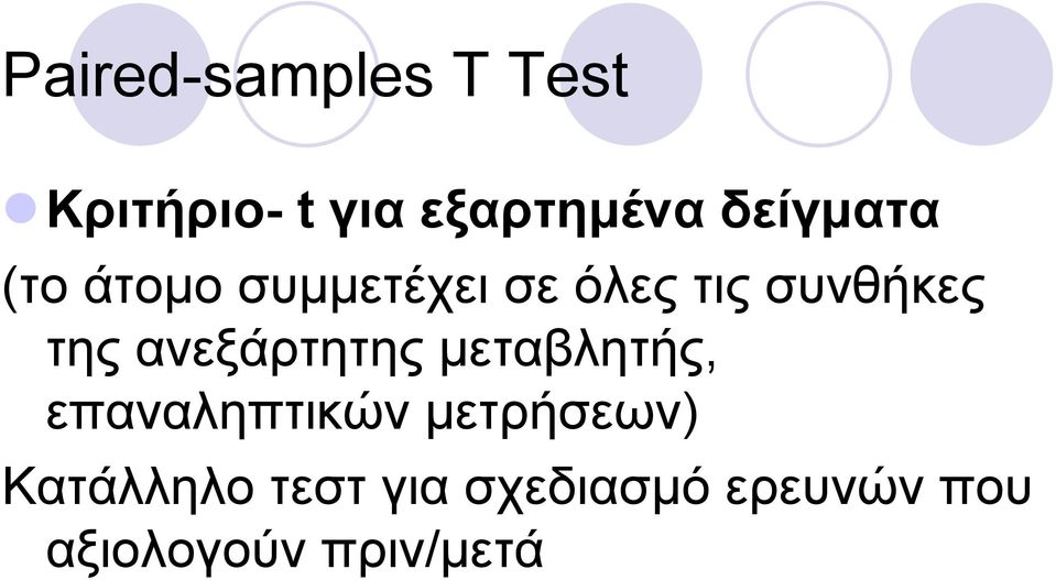 της ανεξάρτητης μεταβλητής, επαναληπτικών μετρήσεων)