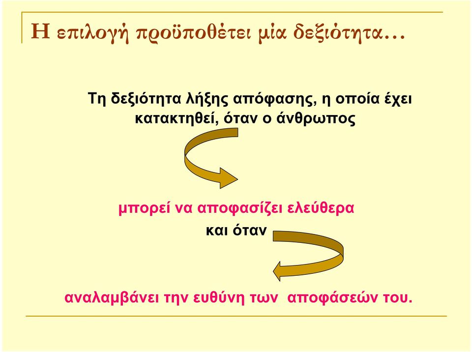 κατακτηθεί, όταν ο άνθρωπος μπορεί να