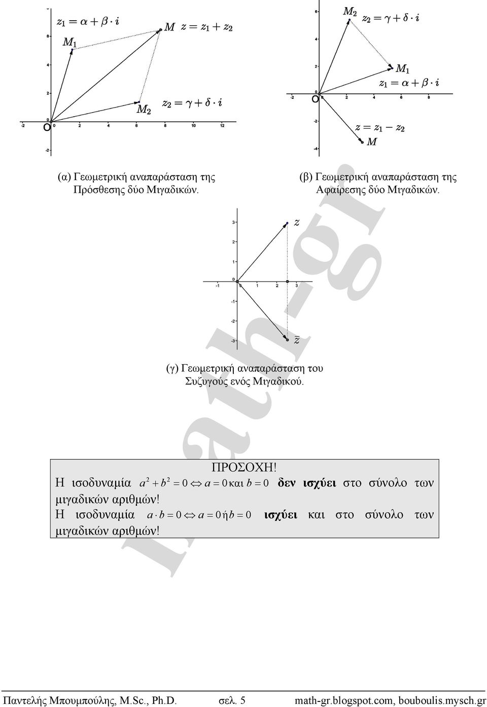 Η ισοδυναμία a b 0 a 0και b 0 δεν ισχύει στο σύνολο των μιγαδικών αριθμών!