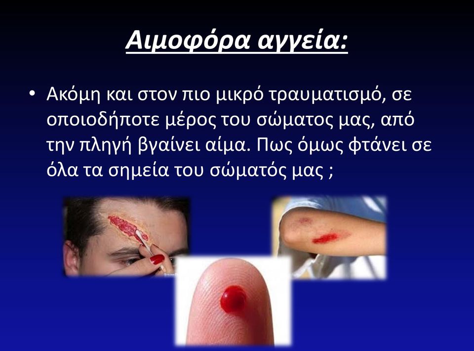 σώματος μας, από την πληγή βγαίνει αίμα.
