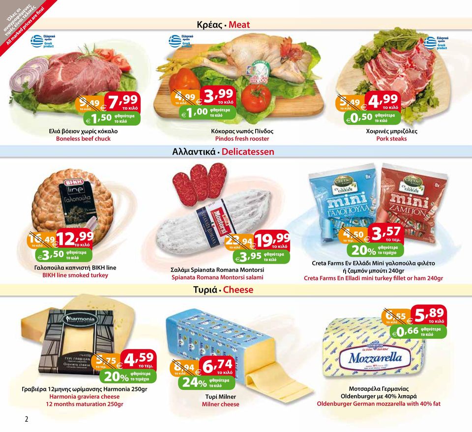 τεμάχιο Creta Farms Εν Ελλάδι Mini γαλοπούλα φιλέτο ή ζαμπόν μπούτι 240gr Creta Farms En Elladi mini turkey fillet or ham 240gr 6,55 5,89 0,66 20% το τεμάχιο Γραβιέρα 12μηνης ωρίμανσης