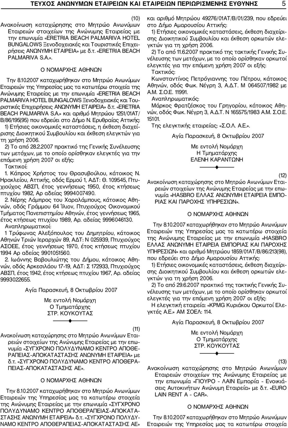 Ερυθραίας Αττικής: 1) Ετήσιες οικονομικές καταστάσεις, η έκθεση διαχεί ρισης Διοικητικού Συμβουλίου και έκθεση ελεγκτών για τη χρήση 20