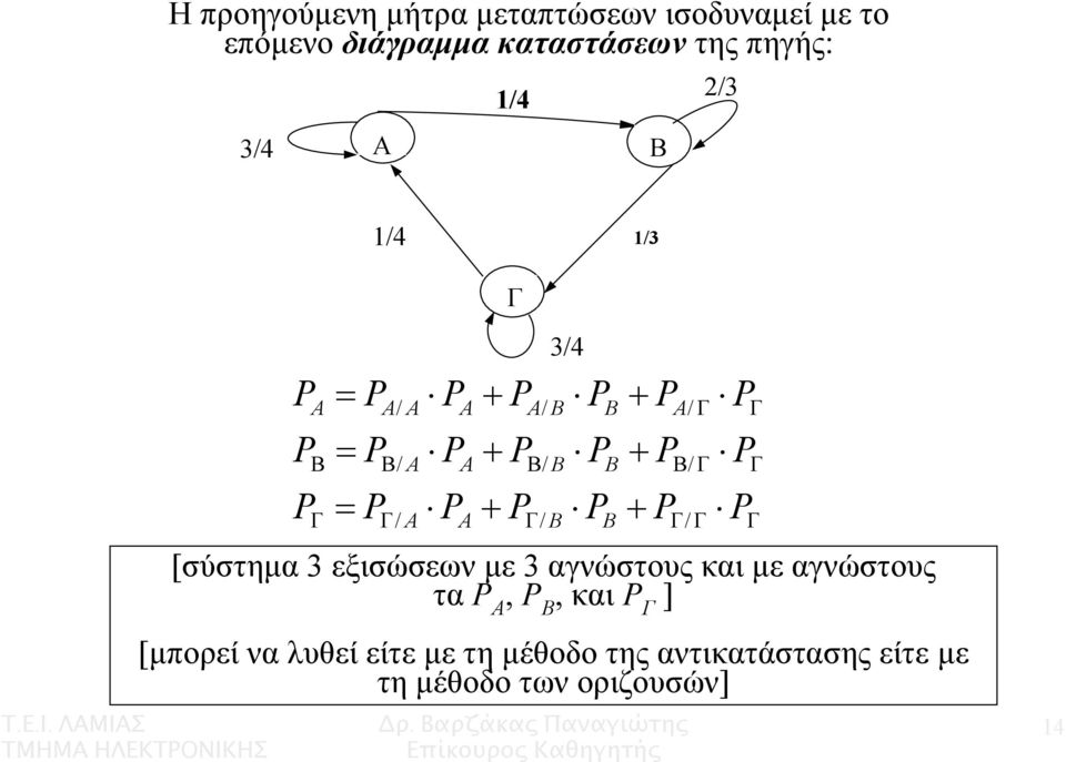 B A A B B A A A B B A A A A A / / / / / / / / / [σύστηµα 3 εξισώσεων µε 3 αγνώστους και µεαγνώστους τα