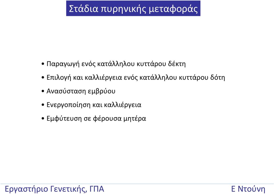 καλλιέργεια ενός κατάλληλου κυττάρου δότη