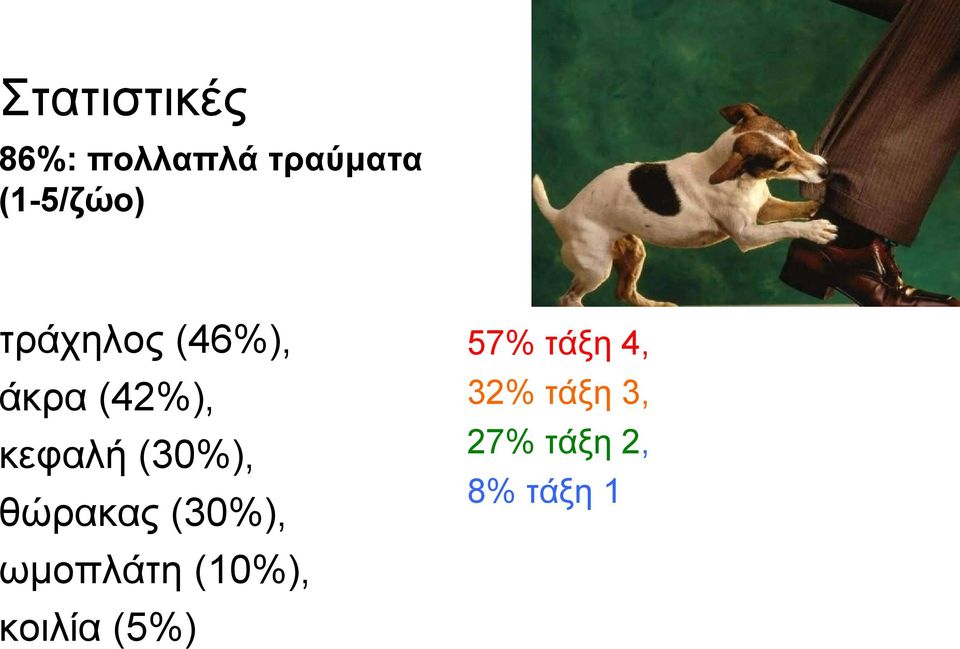 θώρακας (30%), ωμοπλάτη (10%), κοιλία (5%)