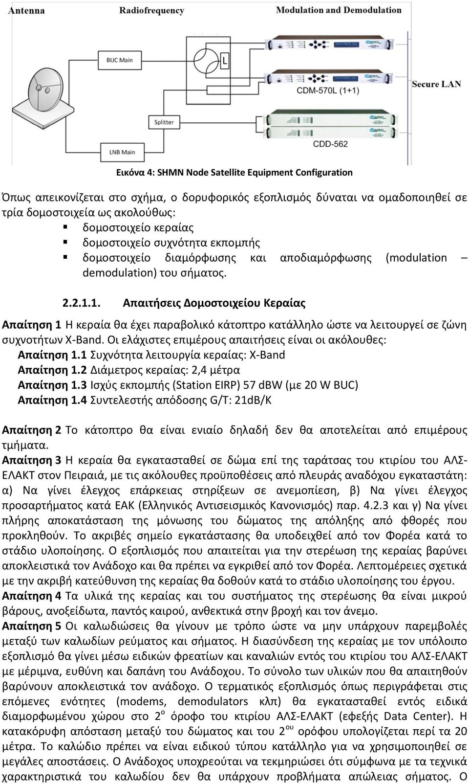 1. Απαιτιςεισ Δομοςτοιχείου Κεραίασ Απαίτθςθ 1 Η κεραία κα ζχει παραβολικό κάτοπτρο κατάλλθλο ϊςτε να λειτουργεί ςε ηϊνθ ςυχνοτιτων X-Band.