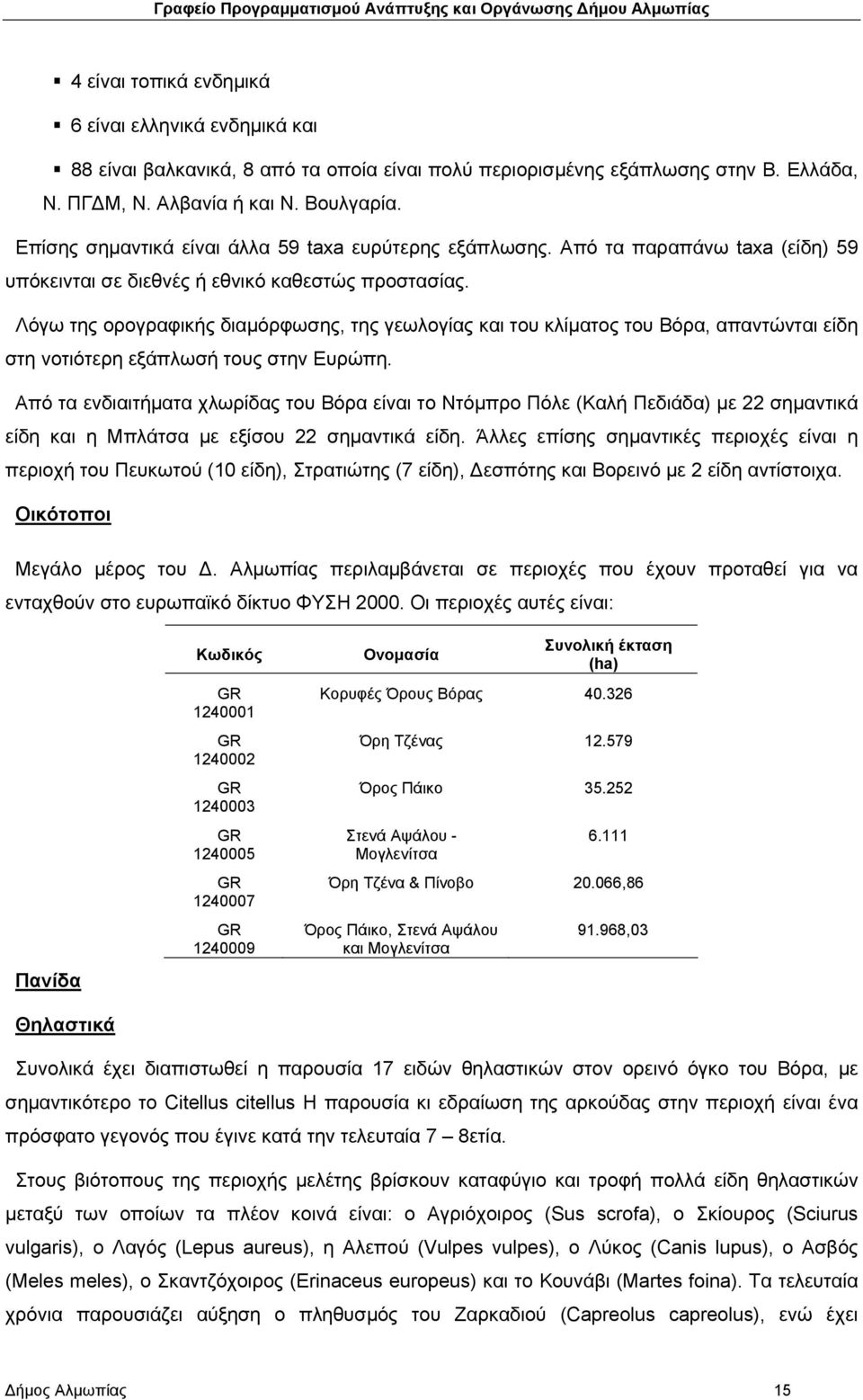 Λόγω της ορογραφικής διαμόρφωσης, της γεωλογίας και του κλίματος του Βόρα, απαντώνται είδη στη νοτιότερη εξάπλωσή τους στην Ευρώπη.