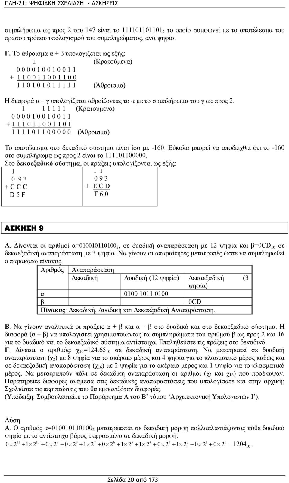 (Κρατούμενα) + (Άθροισμα) Το αποτέλεσμα στο δεκαδικό σύστημα είναι ίσο με -6. Εύκολα μπορεί να αποδειχθεί ότι το -6 στο συμπλήρωμα ως προς 2 είναι το.