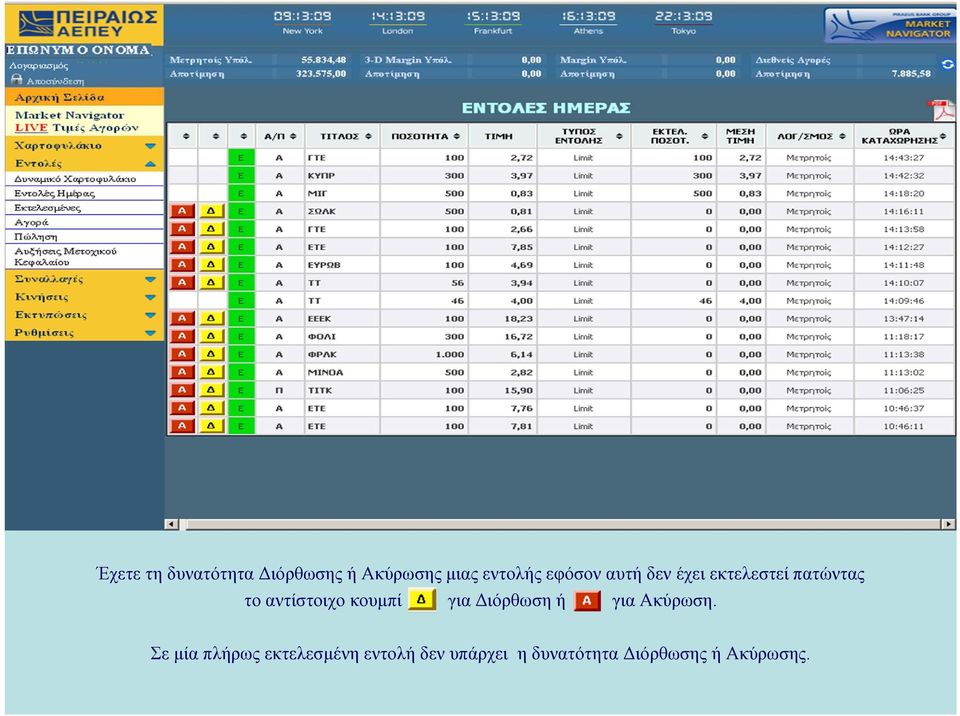 κουμπί για Διόρθωση ή για Ακύρωση.