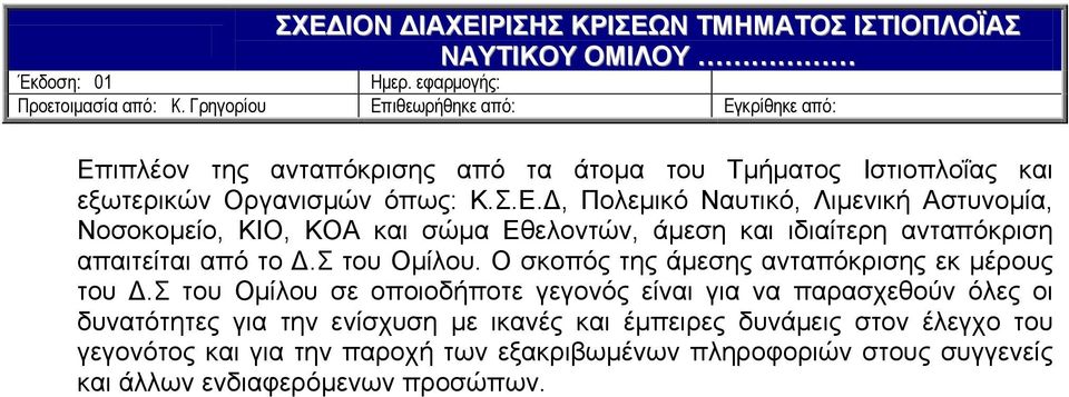 Σ του Ομίλου σε οποιοδήποτε γεγονός είναι για να παρασχεθούν όλες οι δυνατότητες για την ενίσχυση με ικανές και έμπειρες δυνάμεις στον