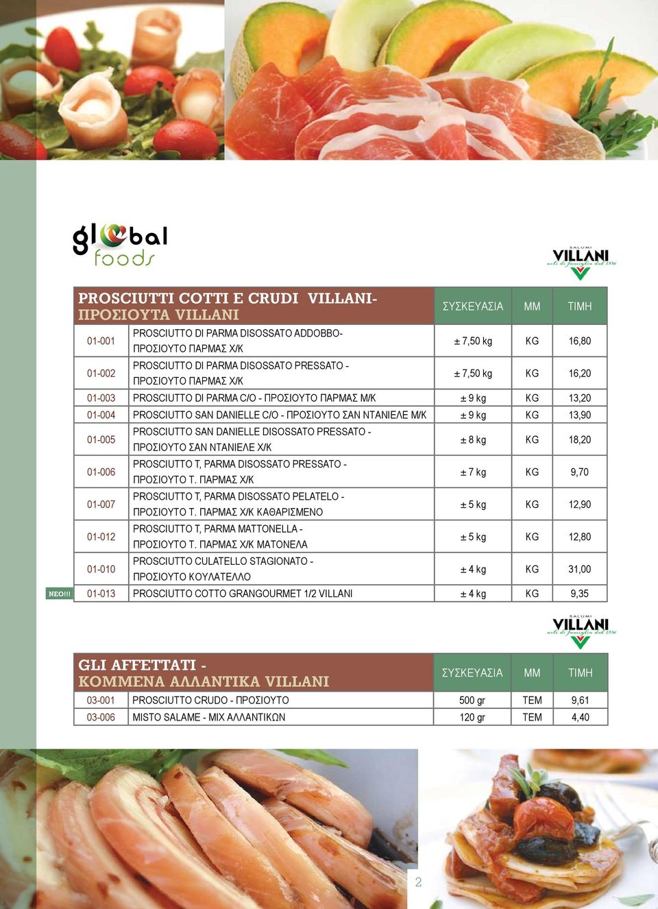 01-006 01-007 01-012 01-010 PROSCIUTTO SAN DANIELLE DISOSSATO PRESSATO - ΠΡΟΣΙΟΥΤΟ ΣΑΝ ΝΤΑΝΙΕΛΕ Χ/Κ PROSCIUTTO T, PARMA DISOSSATO PRESSATO - ΠΡΟΣΙΟΥΤΟ Τ.