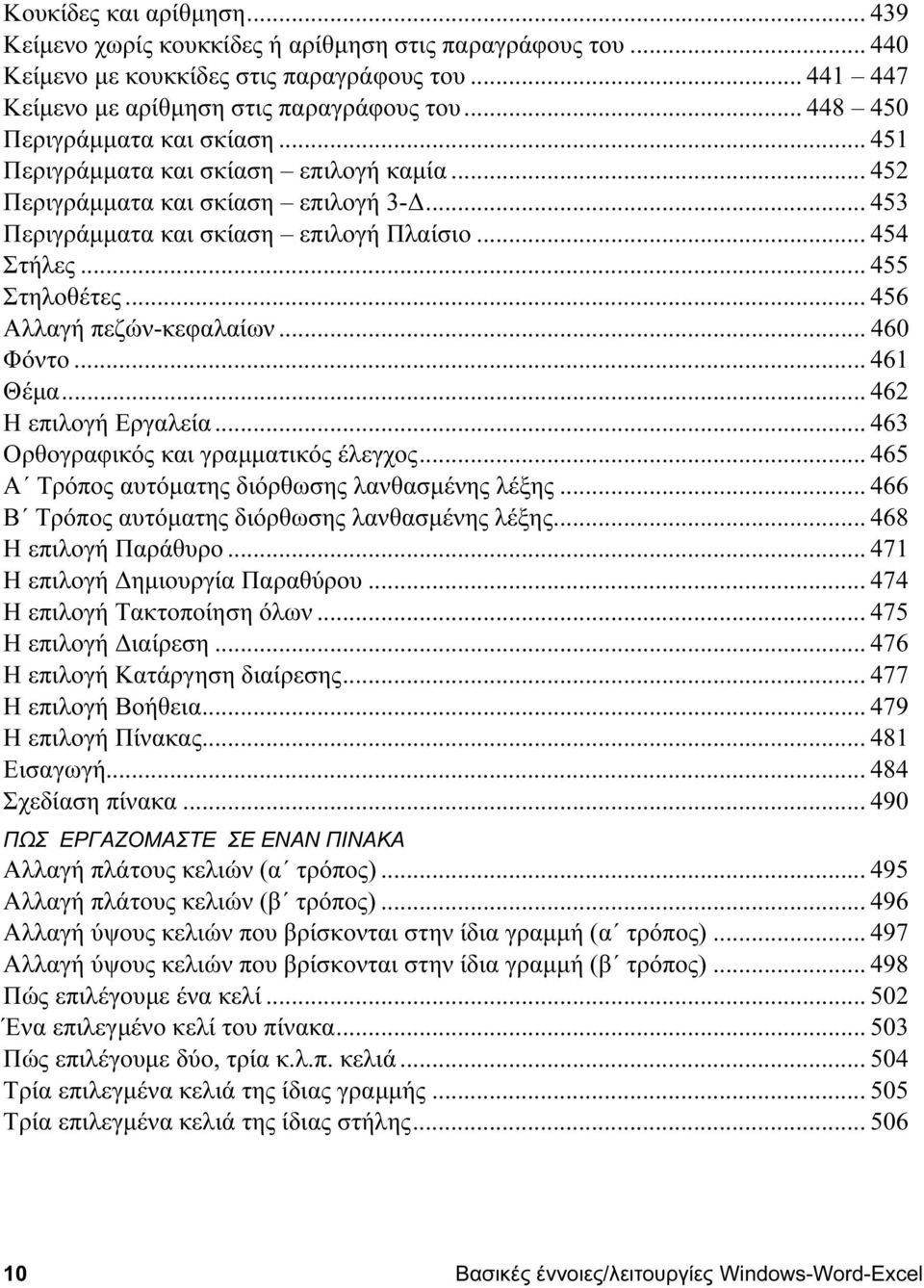 .. 456 Αλλαγή πεζών-κεφαλαίων... 460 Φόντο... 461 Θέμα... 462 Η επιλογή Εργαλεία... 463 Ορθογραφικός και γραμματικός έλεγχος... 465 Α Τρόπος αυτόματης διόρθωσης λανθασμένης λέξης.
