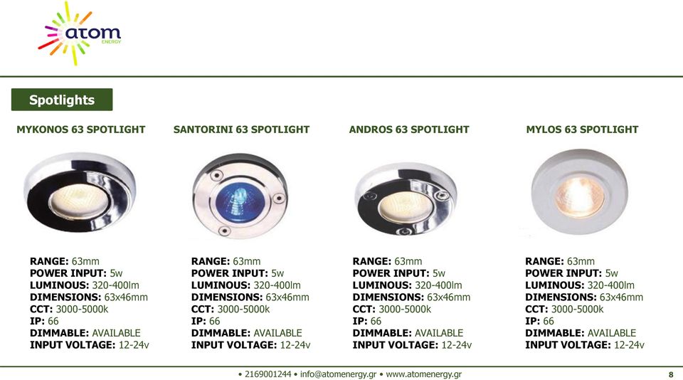 320-400lm DIMENSIONS: 63x46mm INPUT VOLTAGE: 12-24v RANGE: 63mm POWER  320-400lm DIMENSIONS: 63x46mm INPUT
