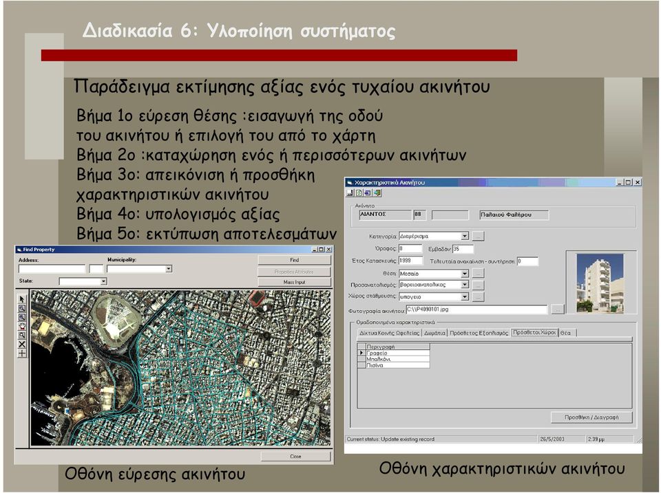 ενός ή περισσότερων ακινήτων Βήμα 3ο: απεικόνιση ή προσθήκη χαρακτηριστικών ακινήτου Βήμα 4ο: