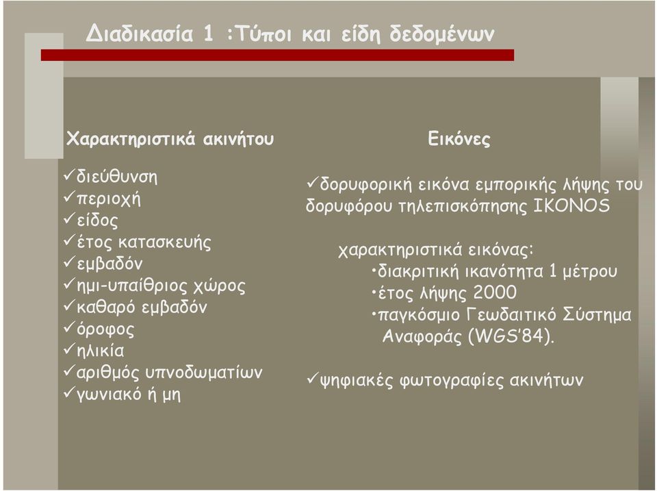 δορυφορική εικόνα εμπορικής λήψης του δορυφόρου τηλεπισκόπησης IKONOS χαρακτηριστικά εικόνας: διακριτική