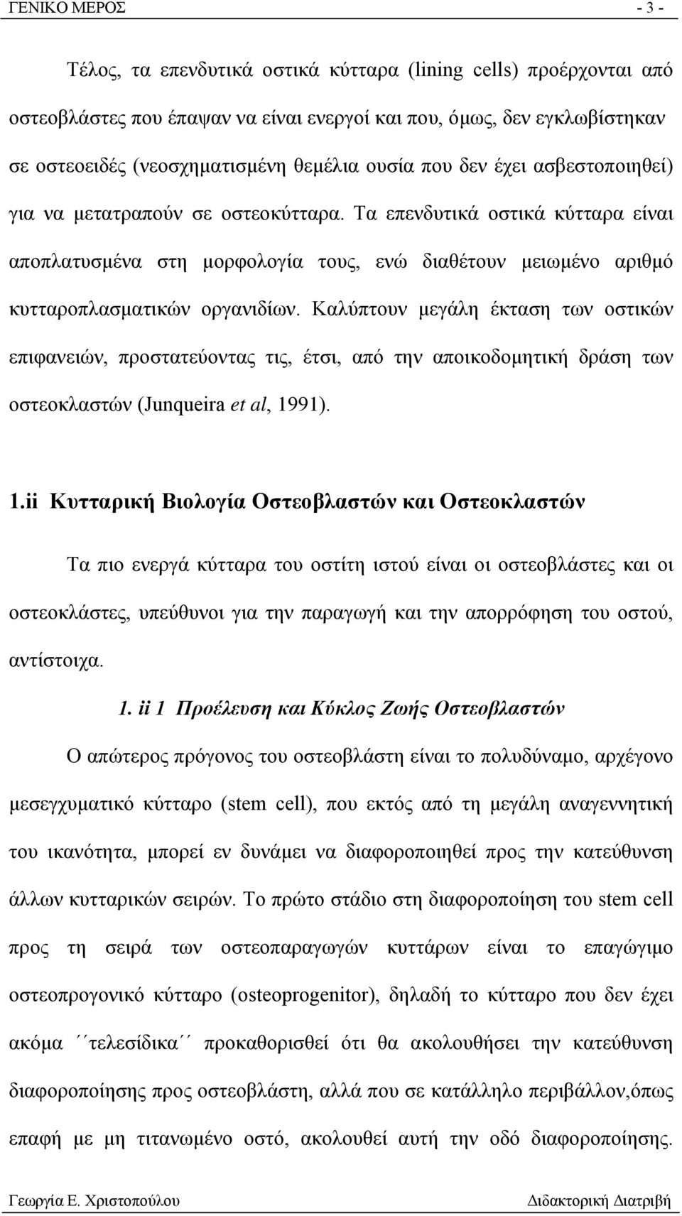 Τα επενδυτικά οστικά κύτταρα είναι αποπλατυσμένα στη μορφολογία τους, ενώ διαθέτουν μειωμένο αριθμό κυτταροπλασματικών οργανιδίων.