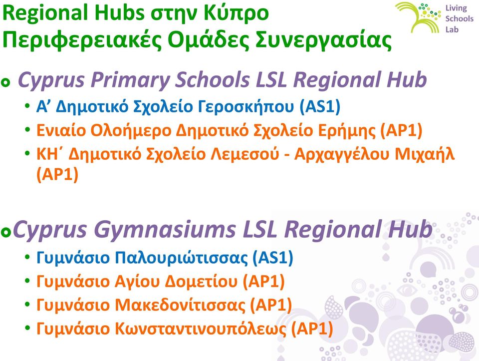 Σχολείο Λεμεσού - Αρχαγγέλου Μιχαήλ (AP1) Cyprus Gymnasiums LSL Regional Hub Γυμνάσιο