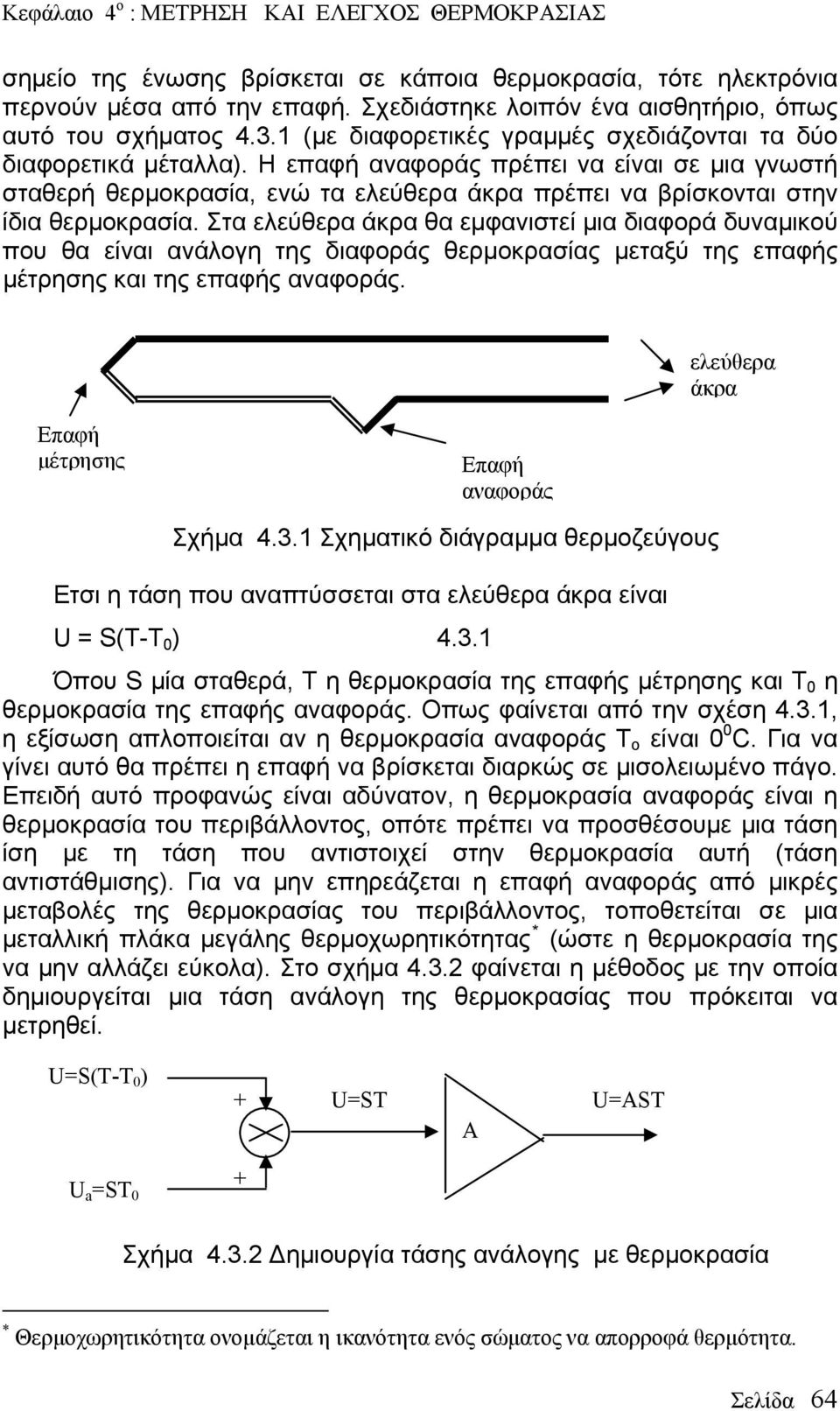 Η επαφή αναφοράς πρέπει να είναι σε μια γνωστή σταθερή θερμοκρασία, ενώ τα ελεύθερα άκρα πρέπει να βρίσκονται στην ίδια θερμοκρασία.