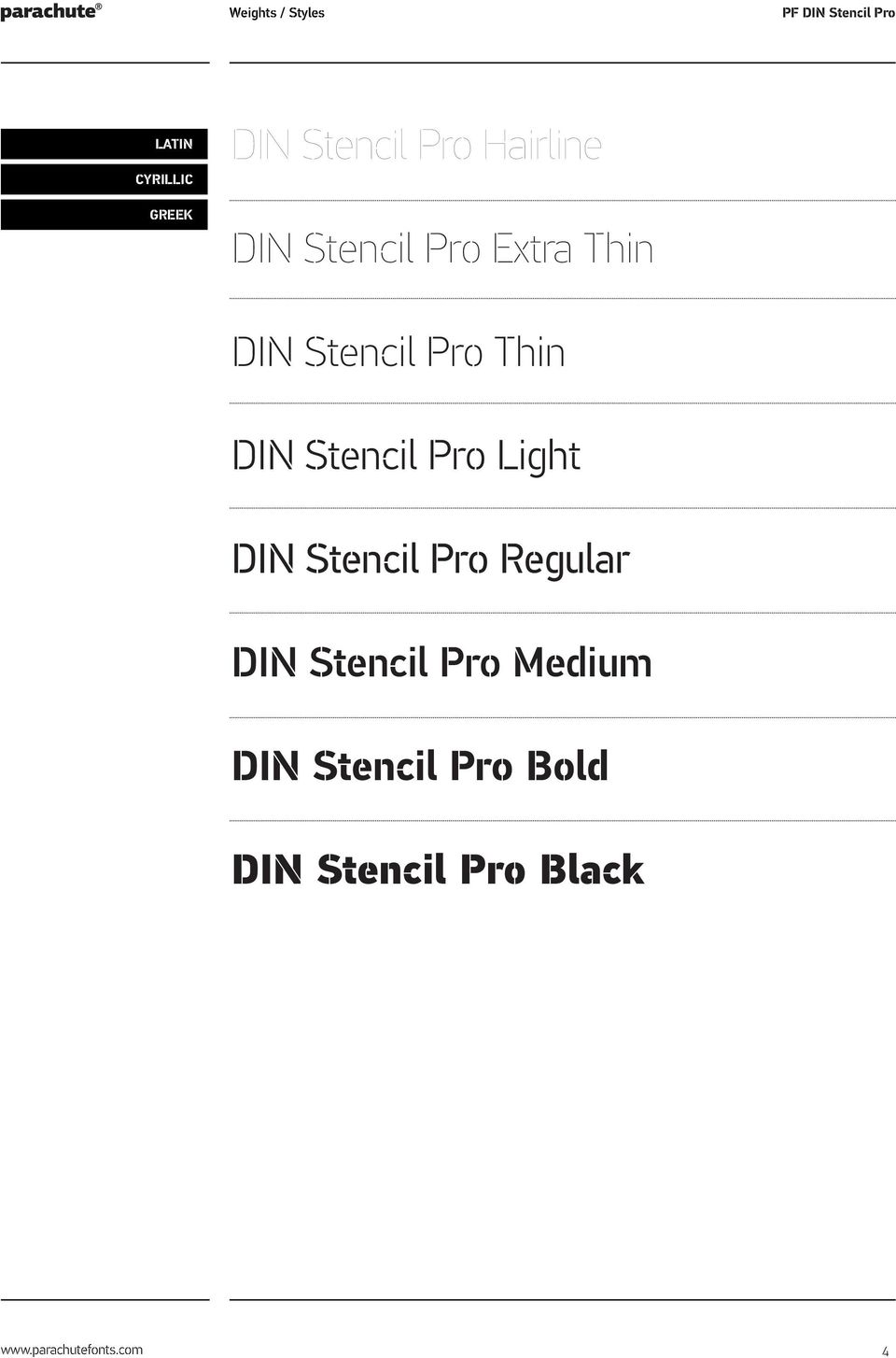 Thin DIN Stencil Pro Light DIN Stencil Pro Regular DIN