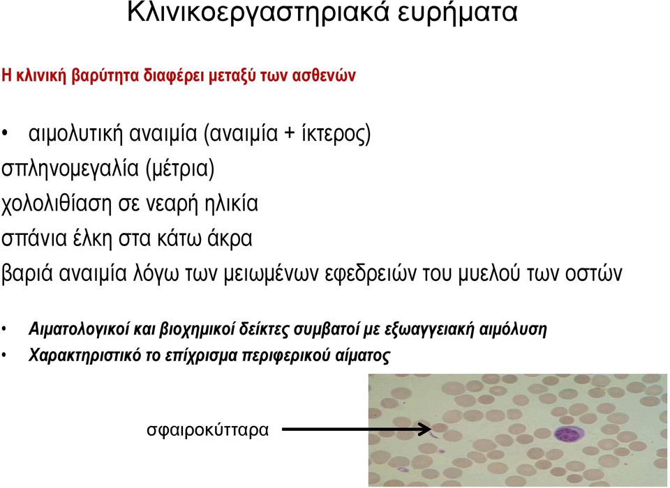 βαριά αναιμία λόγω των μειωμένων εφεδρειών του μυελού των οστών Αιματολογικοί και βιοχημικοί