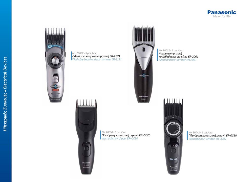 pcs./box Πλενόµενη κουρευτική µηχανή ER GC20 Washable hair clipper ER GC20 No: 28012-5 pcs.