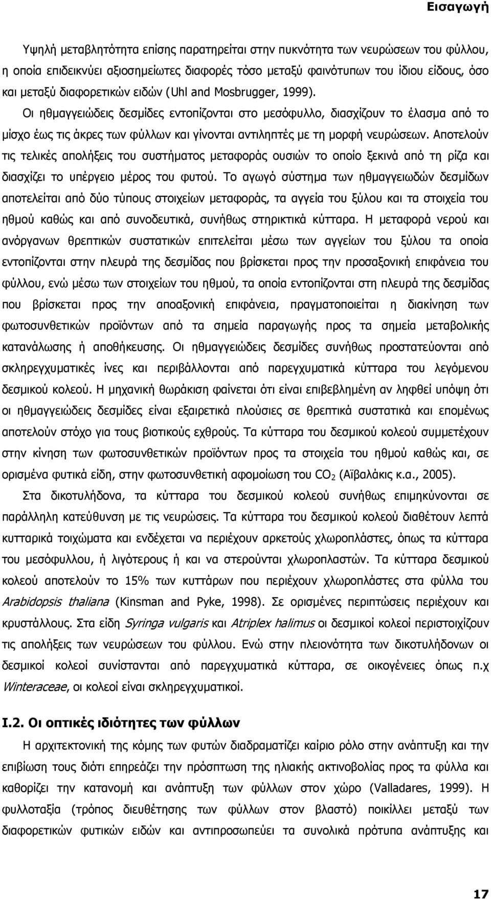 Οι ηθμαγγειώδεις δεσμίδες εντοπίζονται στο μεσόφυλλο, διασχίζουν το έλασμα από το μίσχο έως τις άκρες των φύλλων και γίνονται αντιληπτές με τη μορφή νευρώσεων.