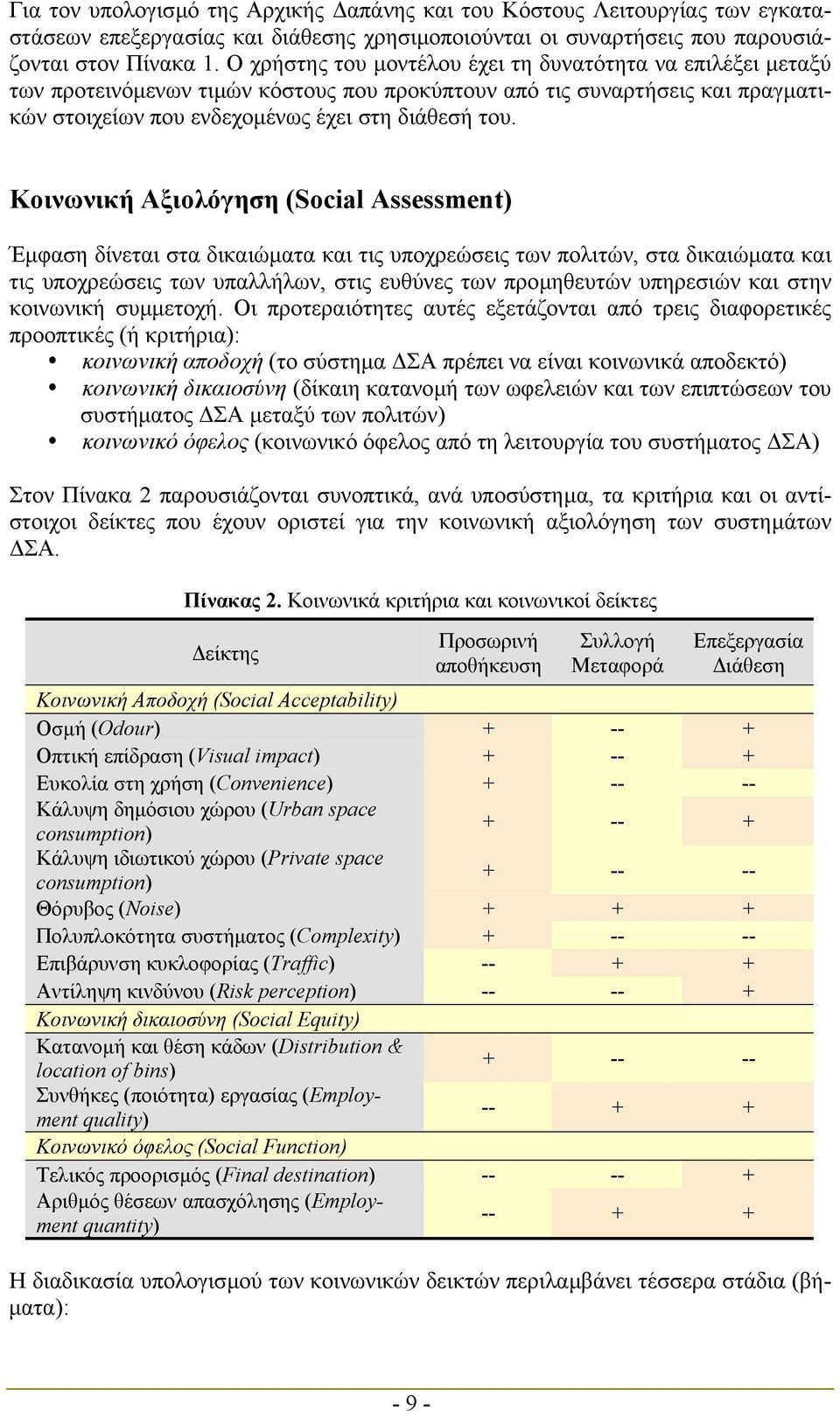 Κοινωνική Αξιολόγηση (Social Assessment) Έµφαση δίνεται στα δικαιώµατα και τις υποχρεώσεις των πολιτών, στα δικαιώµατα και τις υποχρεώσεις των υπαλλήλων, στις ευθύνες των προµηθευτών υπηρεσιών και