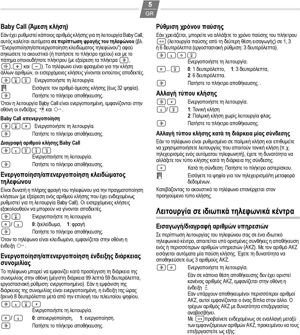 Το τηλέφωνο είναι φραγμένο για την κλήση άλλων αριθμών, οι εισερχόμενες κλήσεις γίνονται εντούτοις αποδεκτές.?82 o Εισάγετε τον αριθμό άμεσης κλήσης (έως 32 ψηφία).