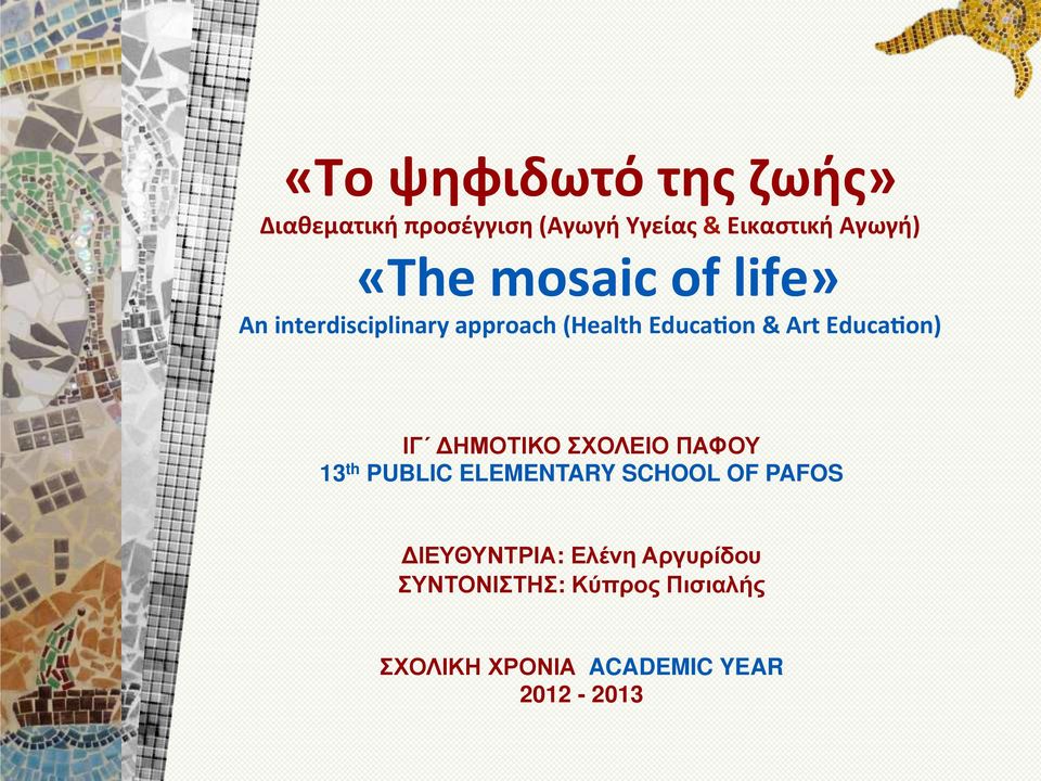 EducaWon) ΙΓ ΔΗΜΟΤΙΚΟ ΣΧΟΛΕΙΟ ΠΑΦΟΥ 13 th PUBLIC ELEMENTARY SCHOOL OF PAFOS